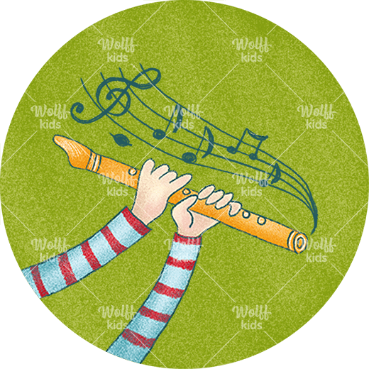 Einzelner Magnet: Musikunterricht, Flötenunterricht - Schulmagnet in 4 cm